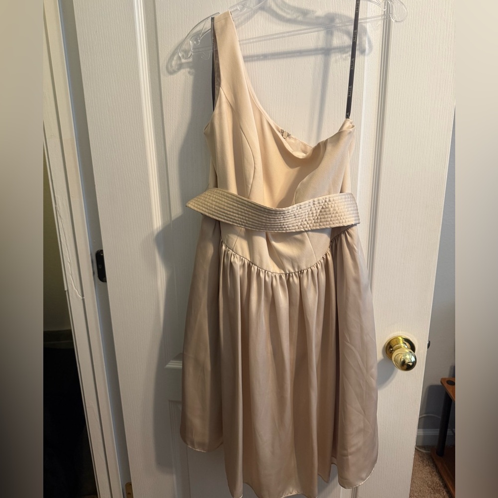WHIT One Shoulder Beige Dress